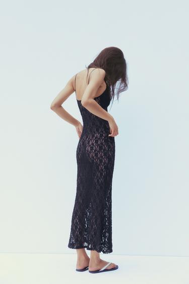 ROBE LONGUE EN DENTELLE - Noir de Zara - Image 3
