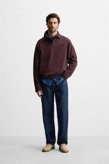 POLO INTERLOCK COM BOLSO - Beringela da Zara - Imagem 0