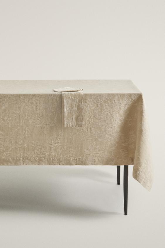 Zara CHRISTMAS LINEN JACQUARD TABLECLOTH - Golden - Image 0