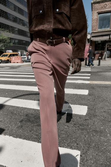 STRAIGHT-LEG TROUSERS WITH BELT - MARSALA by Zara - Image 1