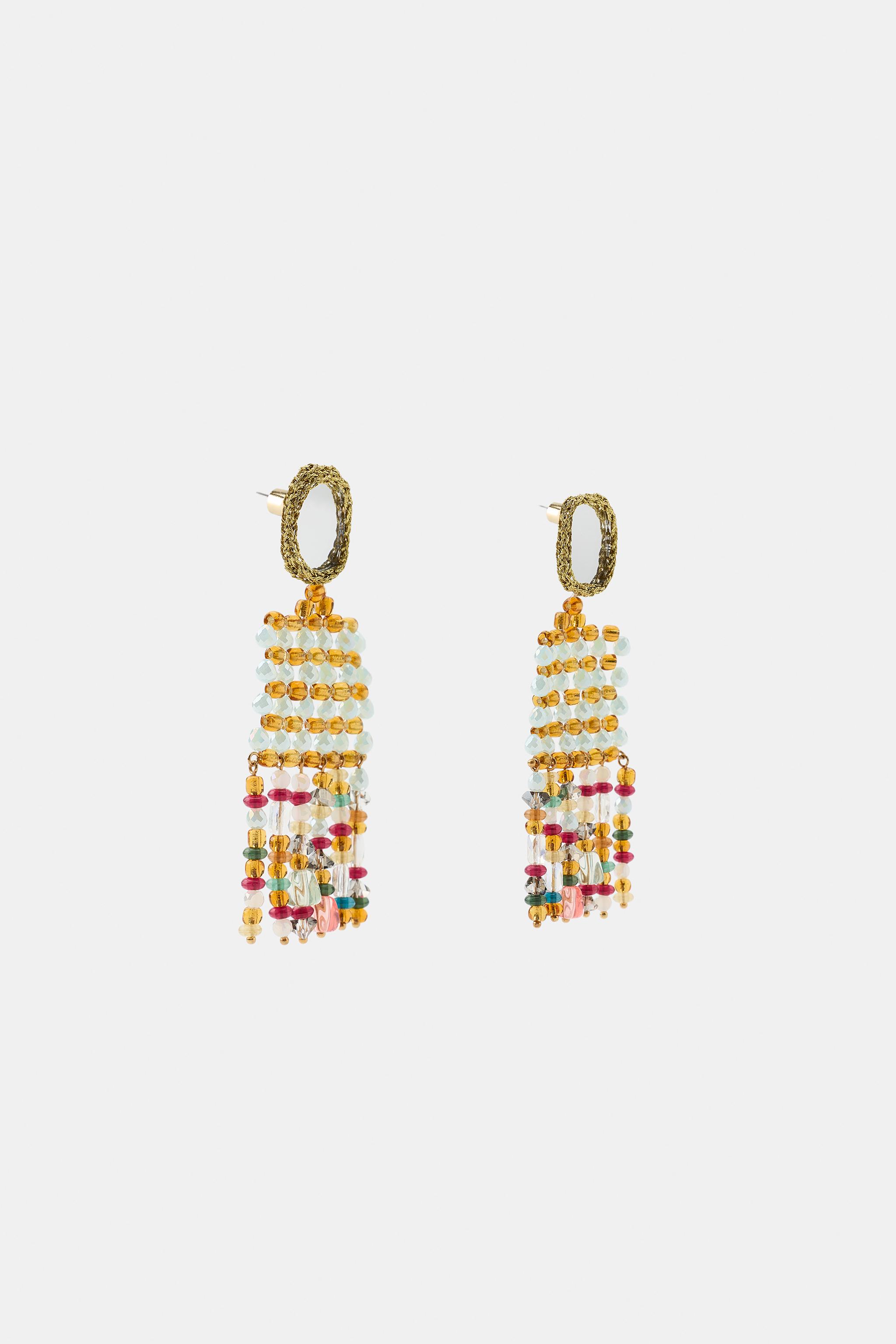 MIRROR CROCHET BEAD EARRINGS