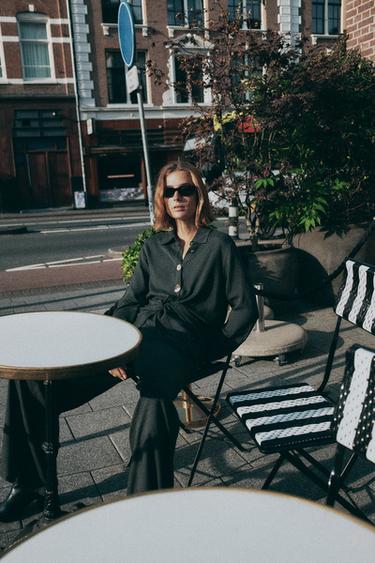 KNOTTED SHIRT WITH METAL BUTTONS - Dark grey by Zara