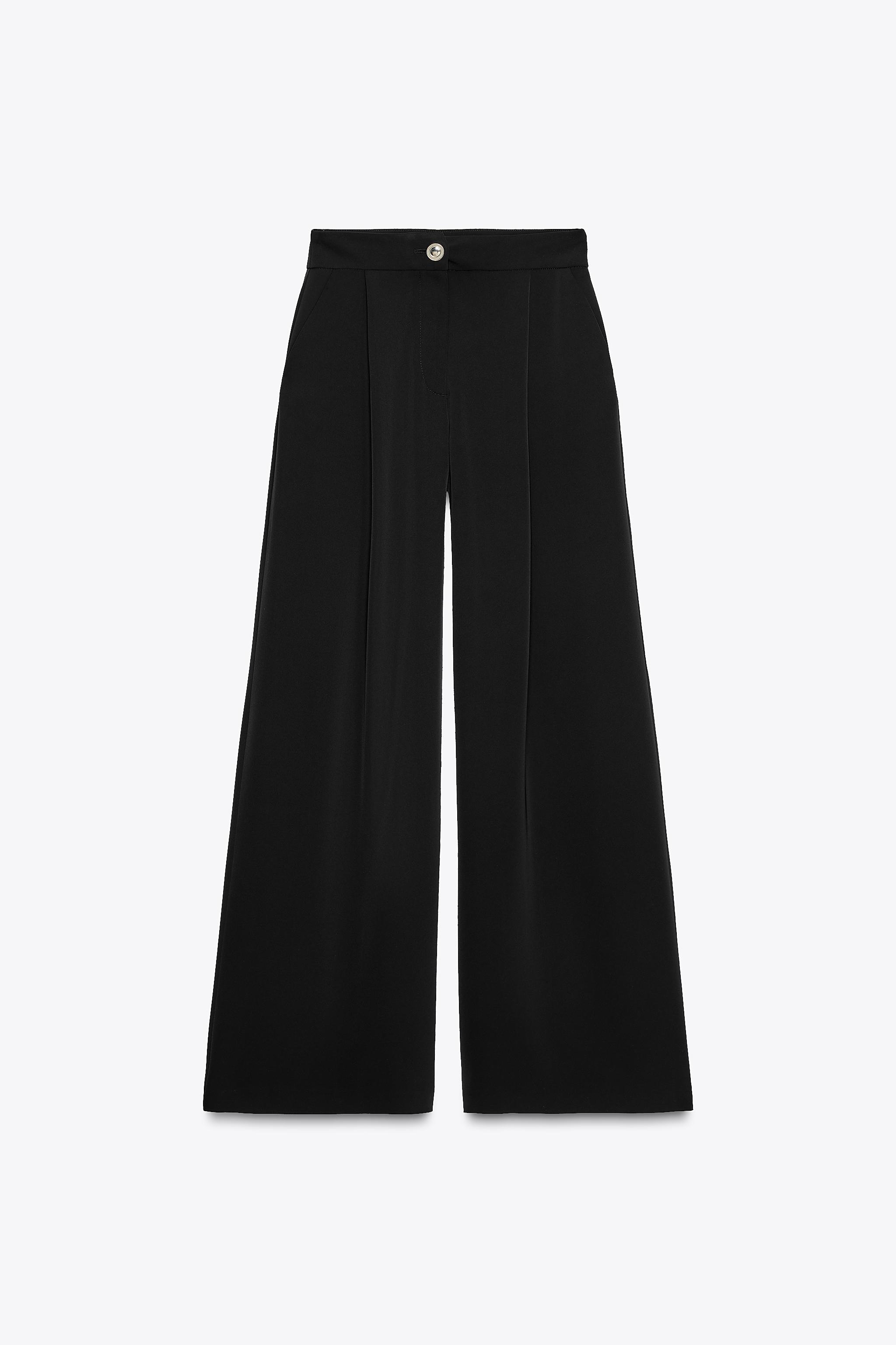 【ZARA】パラッツォパンツ ゴールドボタンディテール パラッツォパンツ、ゴールドボタンディテール - ブラック | ZARA