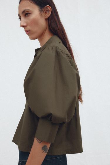 CAMISA DE POPELINA ZW COLLECTION - Caqui da Zara
