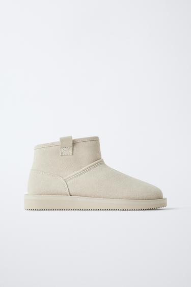Zara LEATHER LINED ANKLE BOOTS - Beige