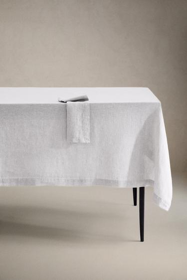 MANTEL LINO LAVADO - Blanco de Zara