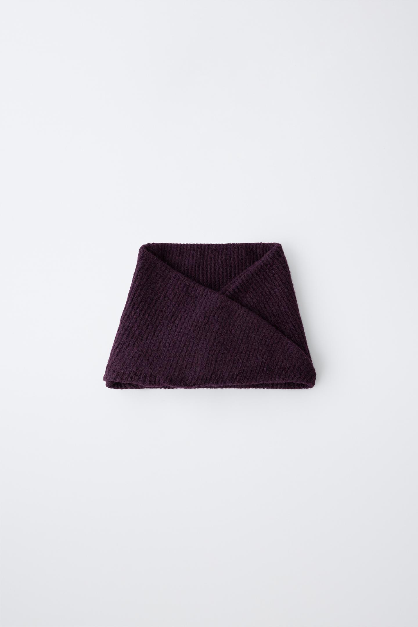Детские аксессуары Zara Criss-Cross Ribbed Knit Collar, цвет: Баклажановый — фото 1