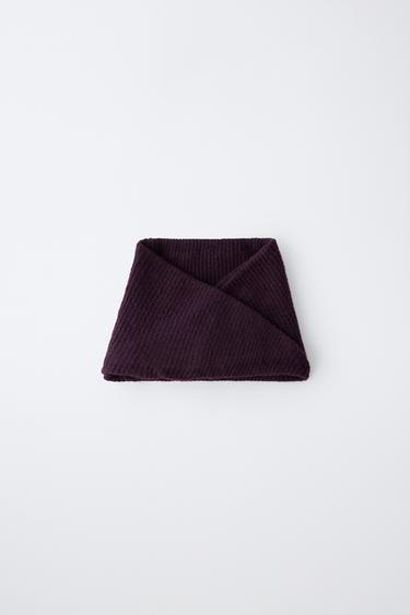 CRISS-CROSS RIBBED KNIT COLLAR — Eggplant 1