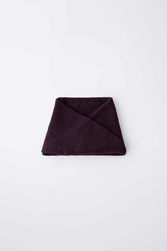 RIBBED KNIT CROSSOVER SNOOD - Aubergine by Zara - Image 0