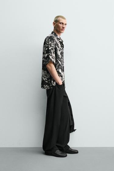 RELAXED FIT FLORAL PRINT SHIRT - Black by Zara - Image 3