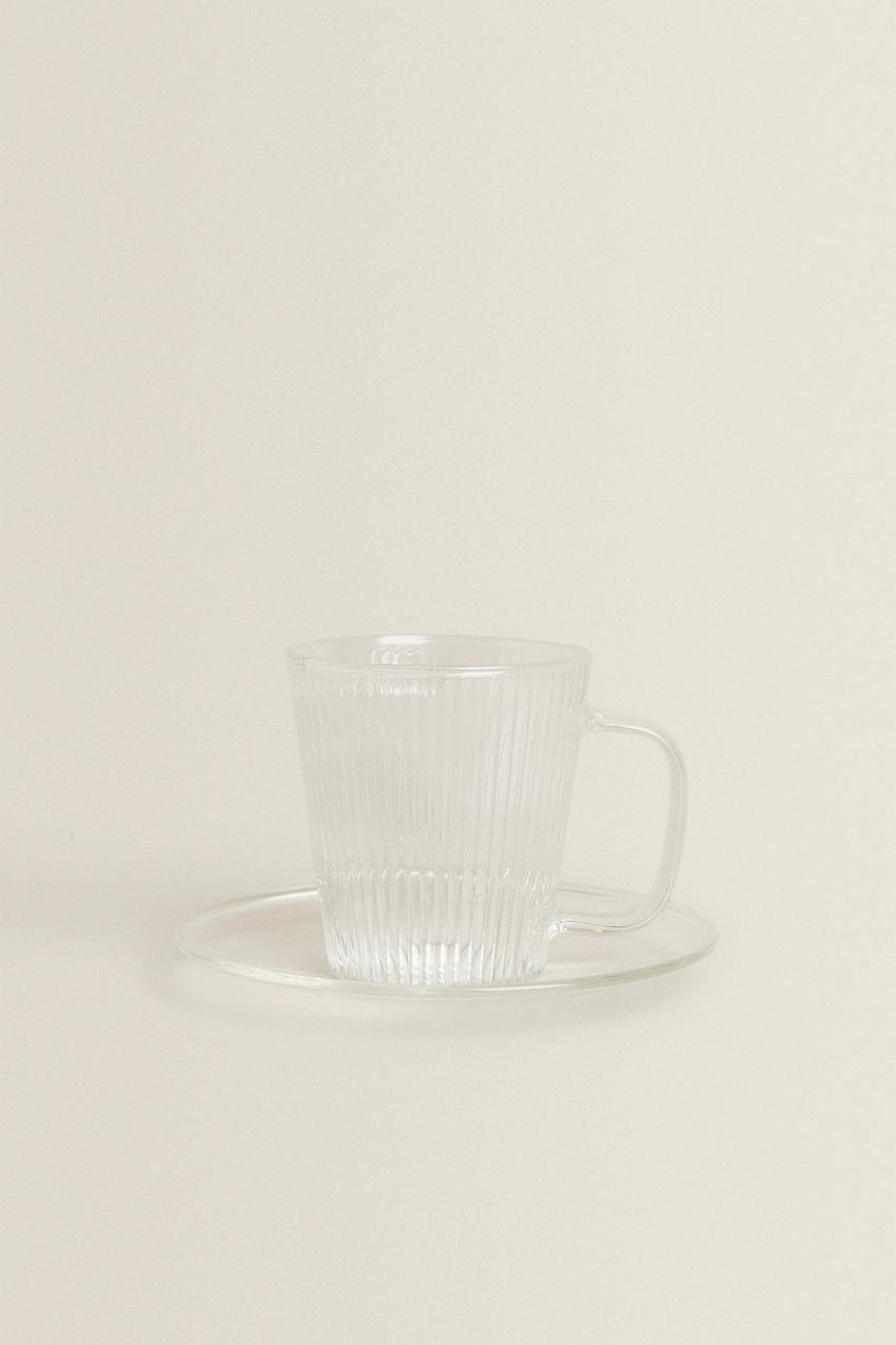 BOROSILICATE GLASS COFFEE CUP AND SAUCER - Transparent | ZARA United States