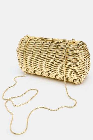 CLUTCH TRANÇADO METALIZADO - Dourado da Zara