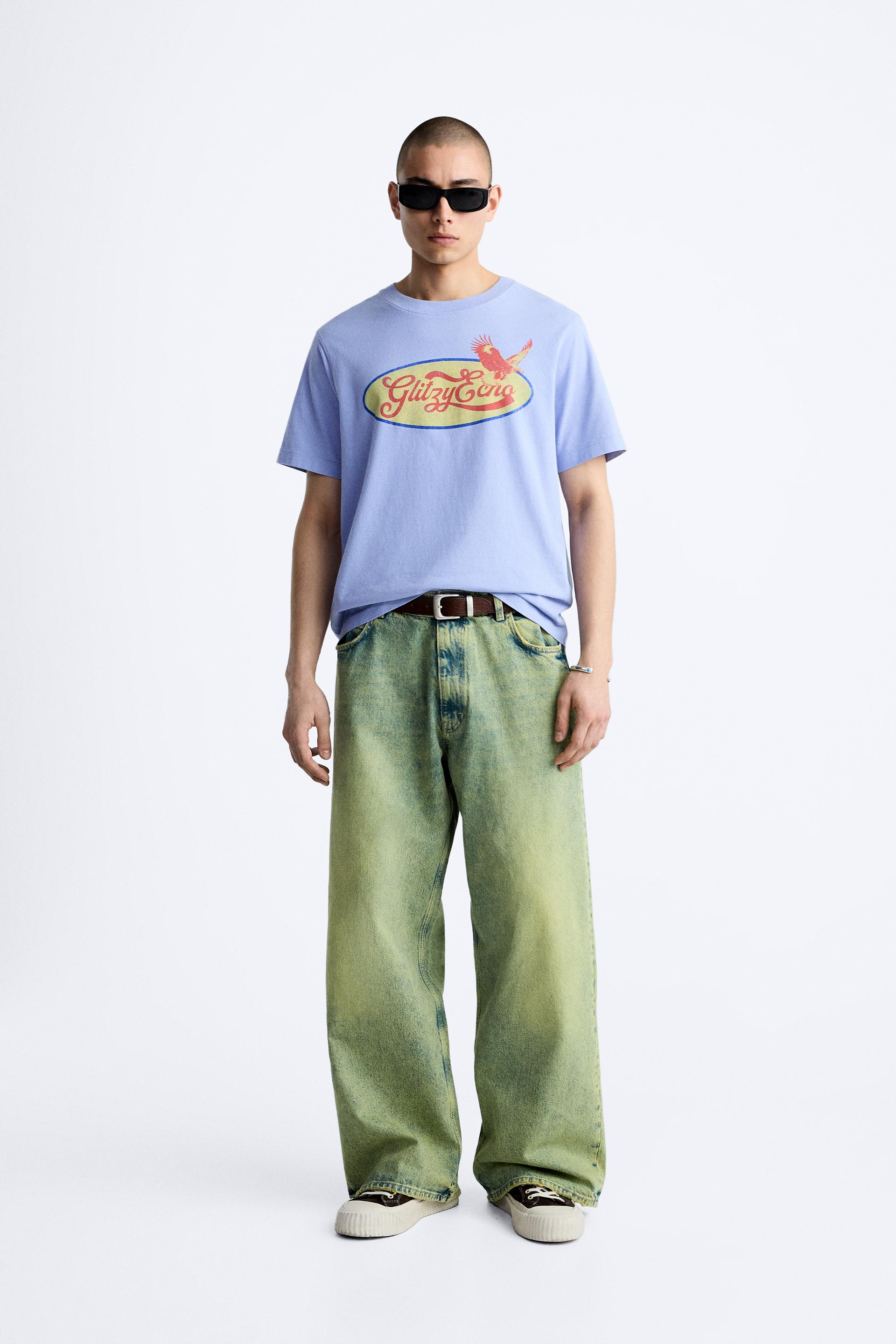 FADED PRINTED T-SHIRT - Faded blue | ZARA United Kingdom