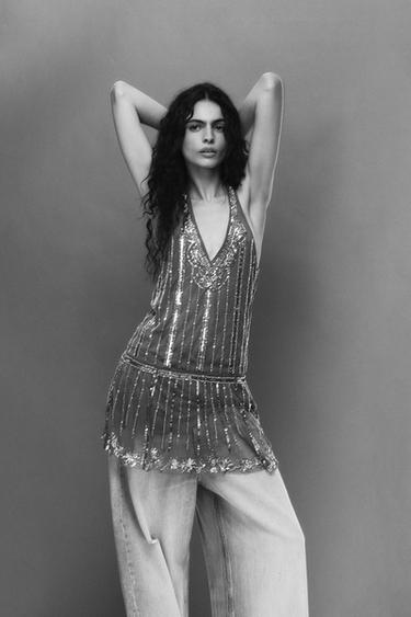 VESTIDO MINI HALER BRILLOS - Gris oscuro de Zara