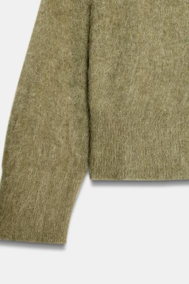 PULL EN MAILLE EFFET BROSSÉ - Kaki de Zara - Image 7