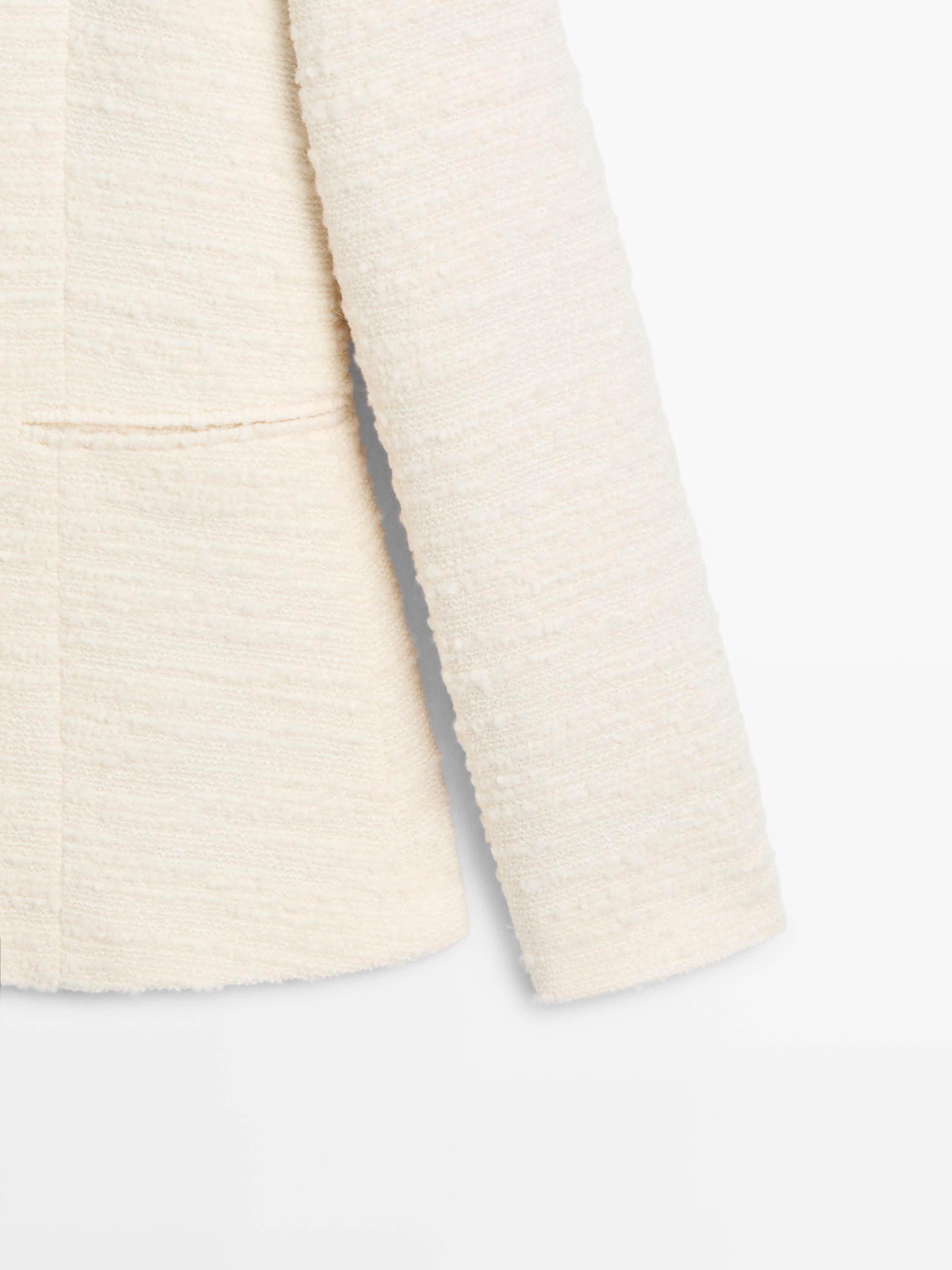 Veste texturée boutons bijou en laine mélangée