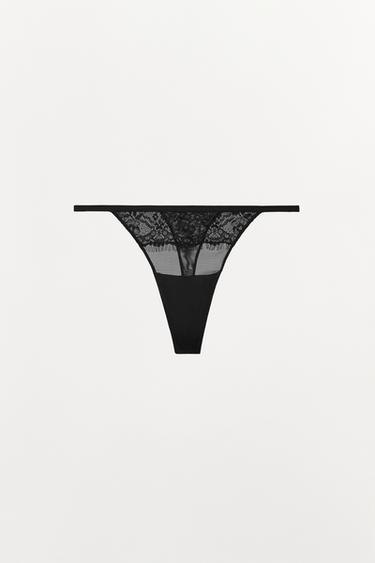 STRING EN DENTELLE - Noir de Zara