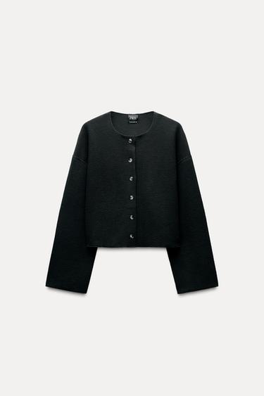 SOFT RIBBED CARDIGAN - Black by Zara