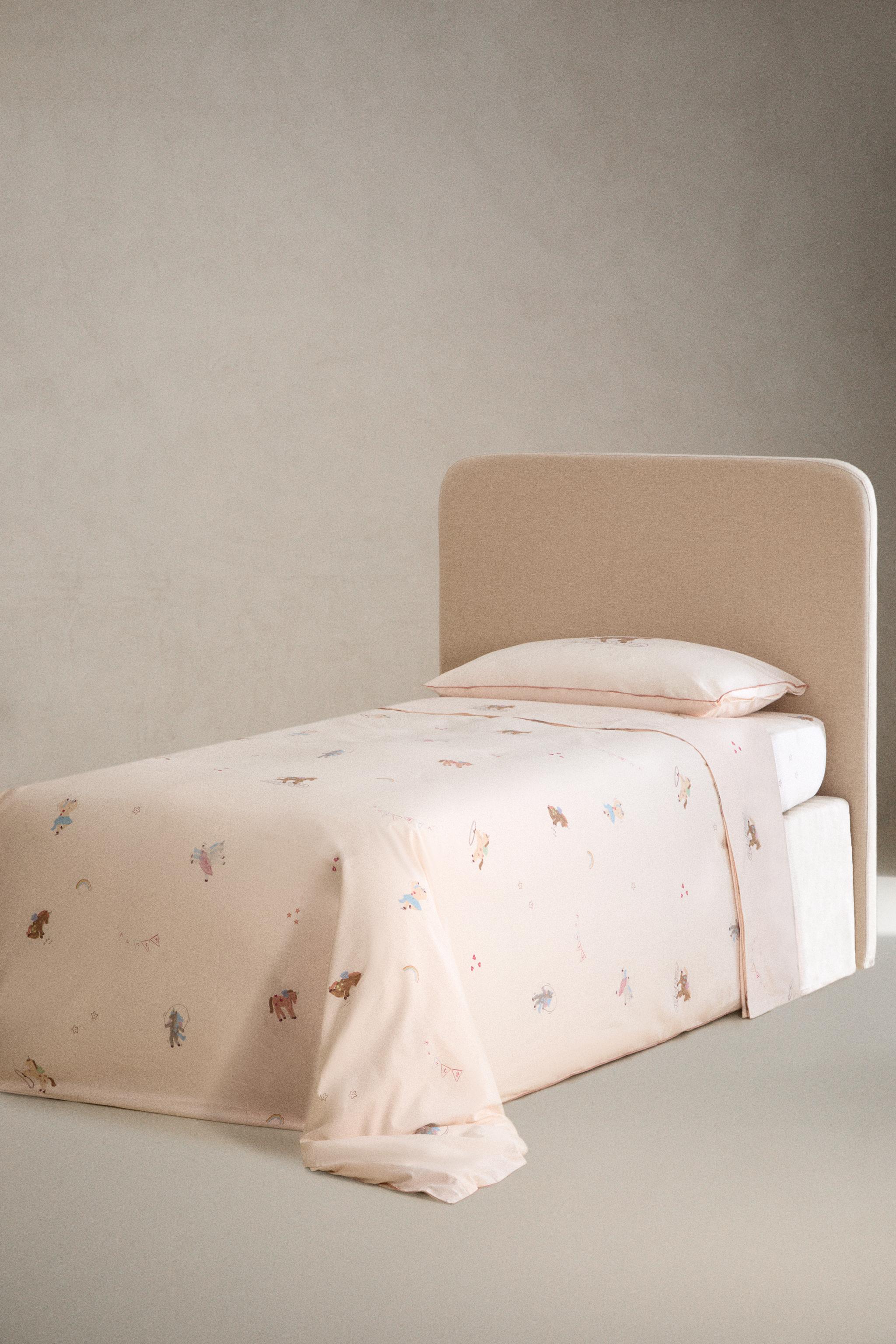 KIDS' UNICORN FITTED SHEET — Light pink