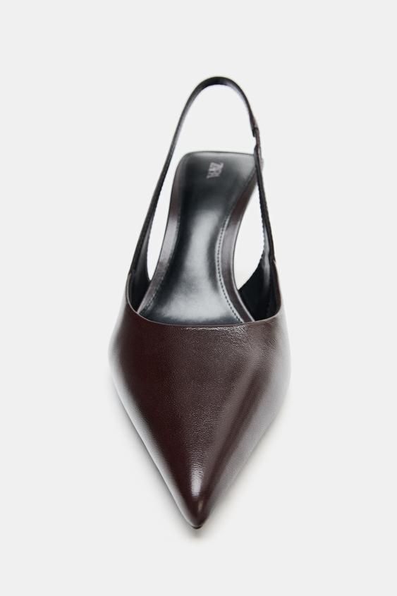 CHAUSSURES À talons EN CUIR BRIDE ARRIÈRE - Marron de Zara - Image 5