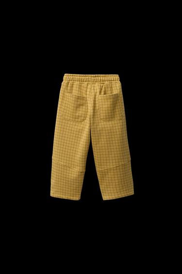 PANTALÓN RECTO FELPA CUADROS - Mostaza de Zara
