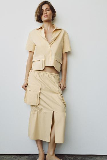 ZW COLLECTION SHIRT WITH POCKETS - Yellow by Zara - Image 4