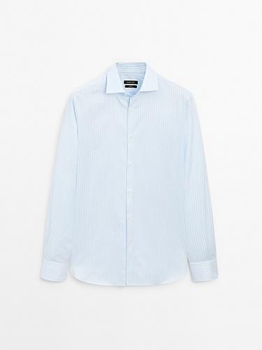 Zara 100% cotton double-stripe shirt - Sky blue