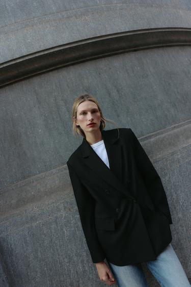 BLAZER CRUZADA OVERSIZE - Negro de Zara