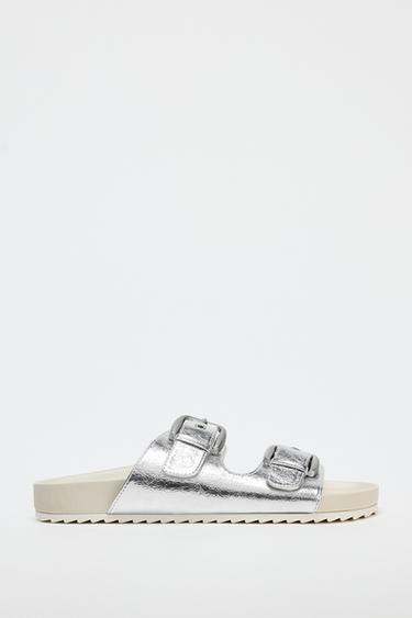 FLAT METALLIC EFFECT SANDALS - Multicoloured by Zara - Image 0