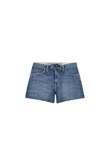 SHORTS TIRO BAJO CON VUELTA - Azul medio de Zara
