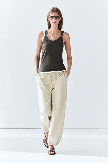 Zara Double-layer strappy top with jewel detail - Brown - Image 0