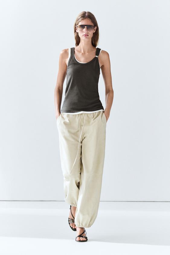 Zara Double-layer strappy top with jewel detail - Brown - Image 0