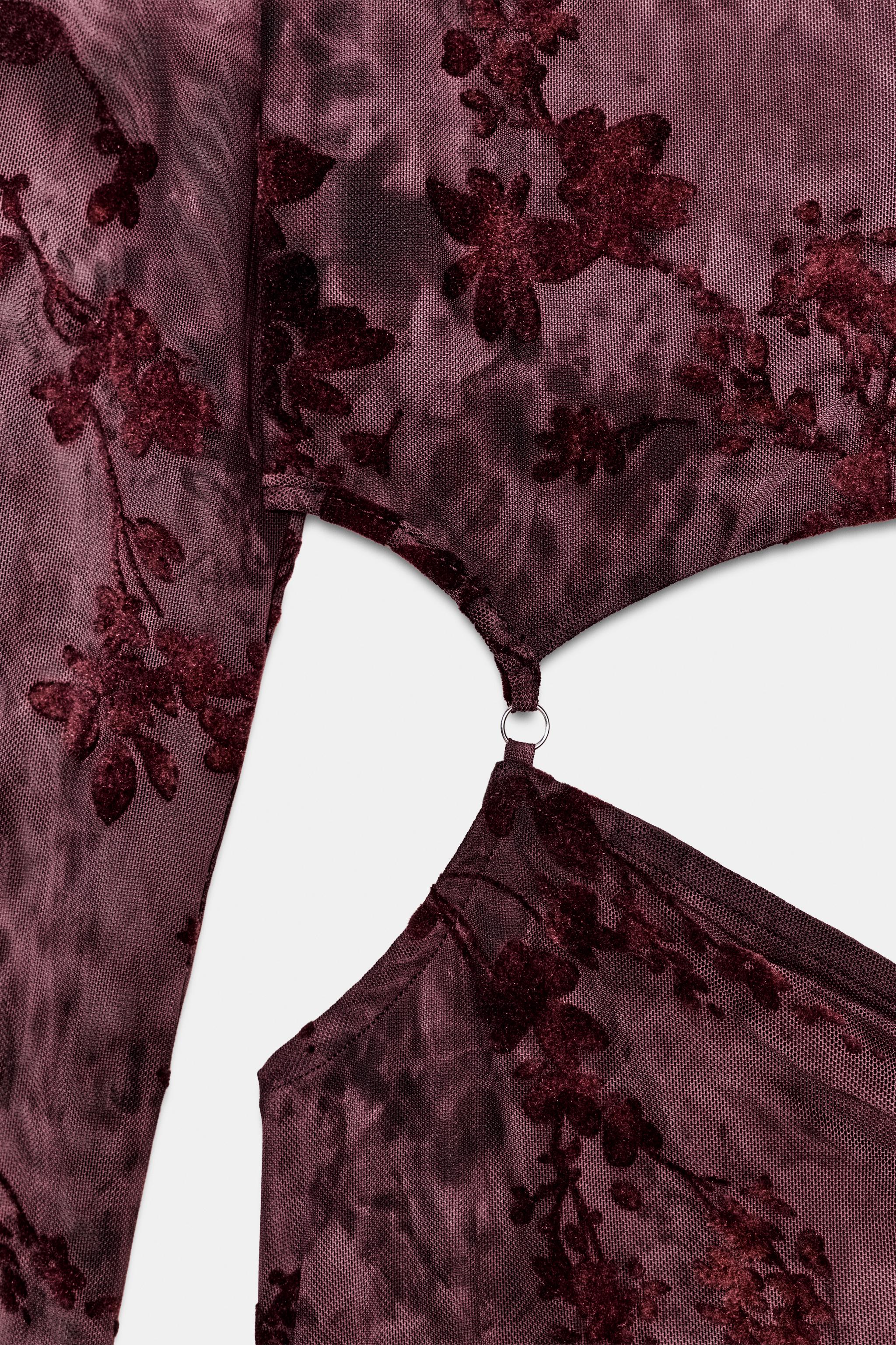 ASYMMETRIC FLOCKED TULLE CUT OUT DRESS