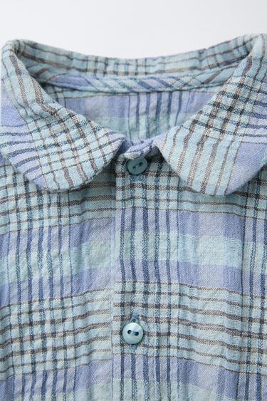 TEXTURED CHECK SHIRT - Blue / Lavender by Zara - Image 2