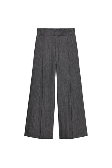 PANTALON WIDE LEG AVEC LAINE ZW COLLECTION - Gris chiné de Zara