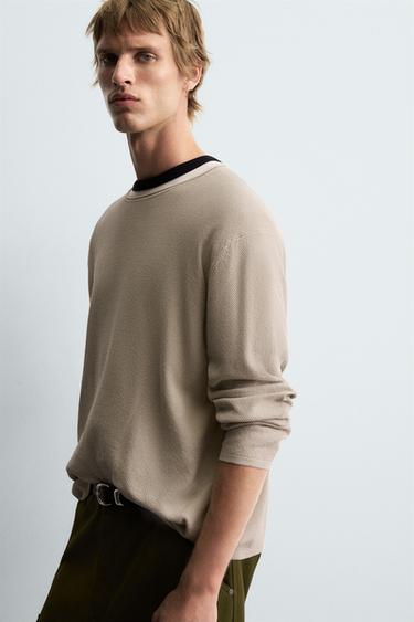 TEXTURED WASHED SWEATER - Sand de Zara - Image 5