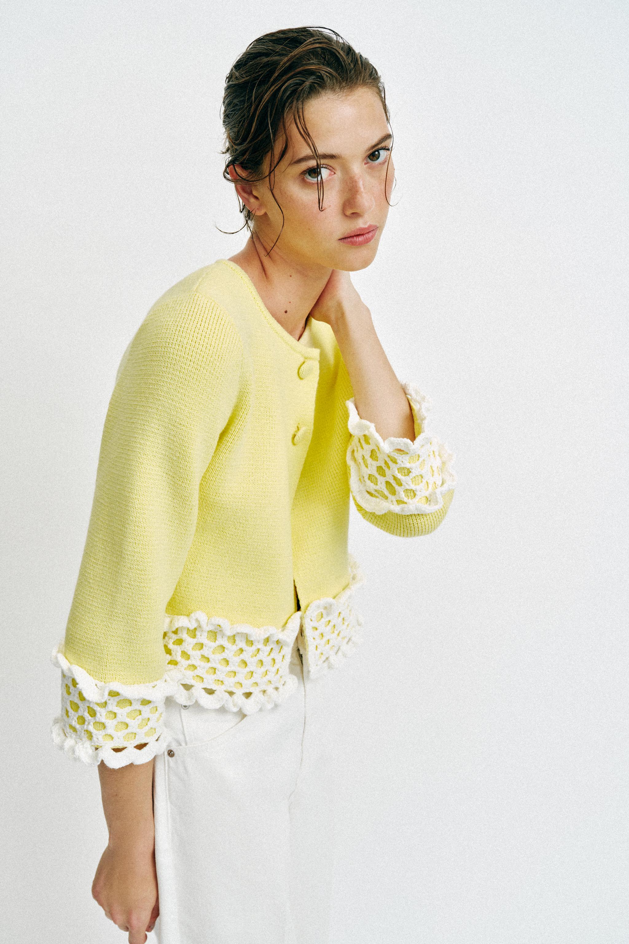 COMBINATION CROCHET KNIT JACKET
