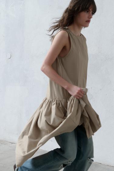 NYLON VOLUMINOUS DRESS - Stone by Zara - Image 4