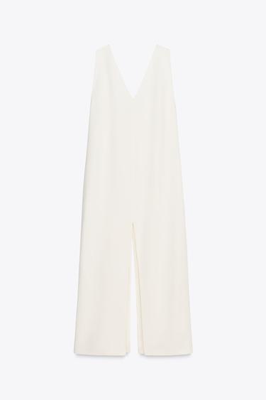 Zara ZW COLLECTION SLIT DRESS - Ecru