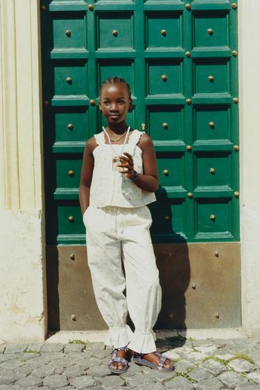 SCHIFFLI LACE SAROUEL TROUSERS - Ecru by Zara