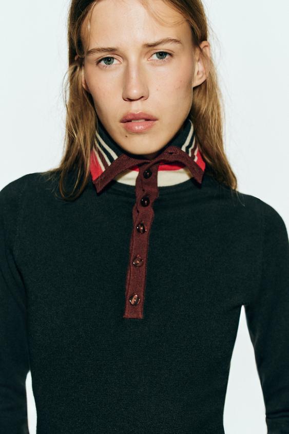 PULL À COL MONTANT À RAYURES - Multicolore de Zara - Image 1