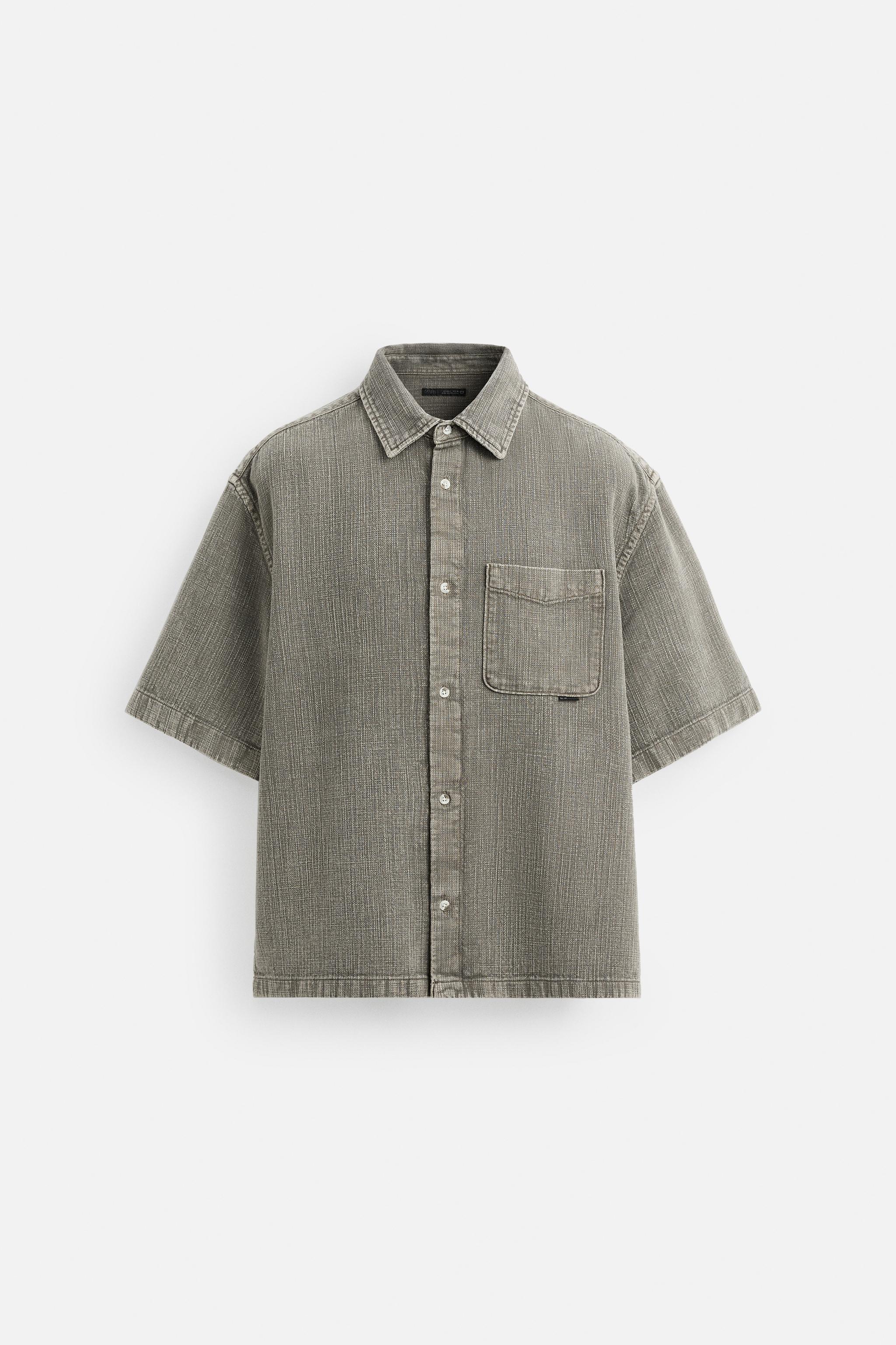ウォッシュ加工レリーフシャツ - ブラウン/モール | ZARA Japan