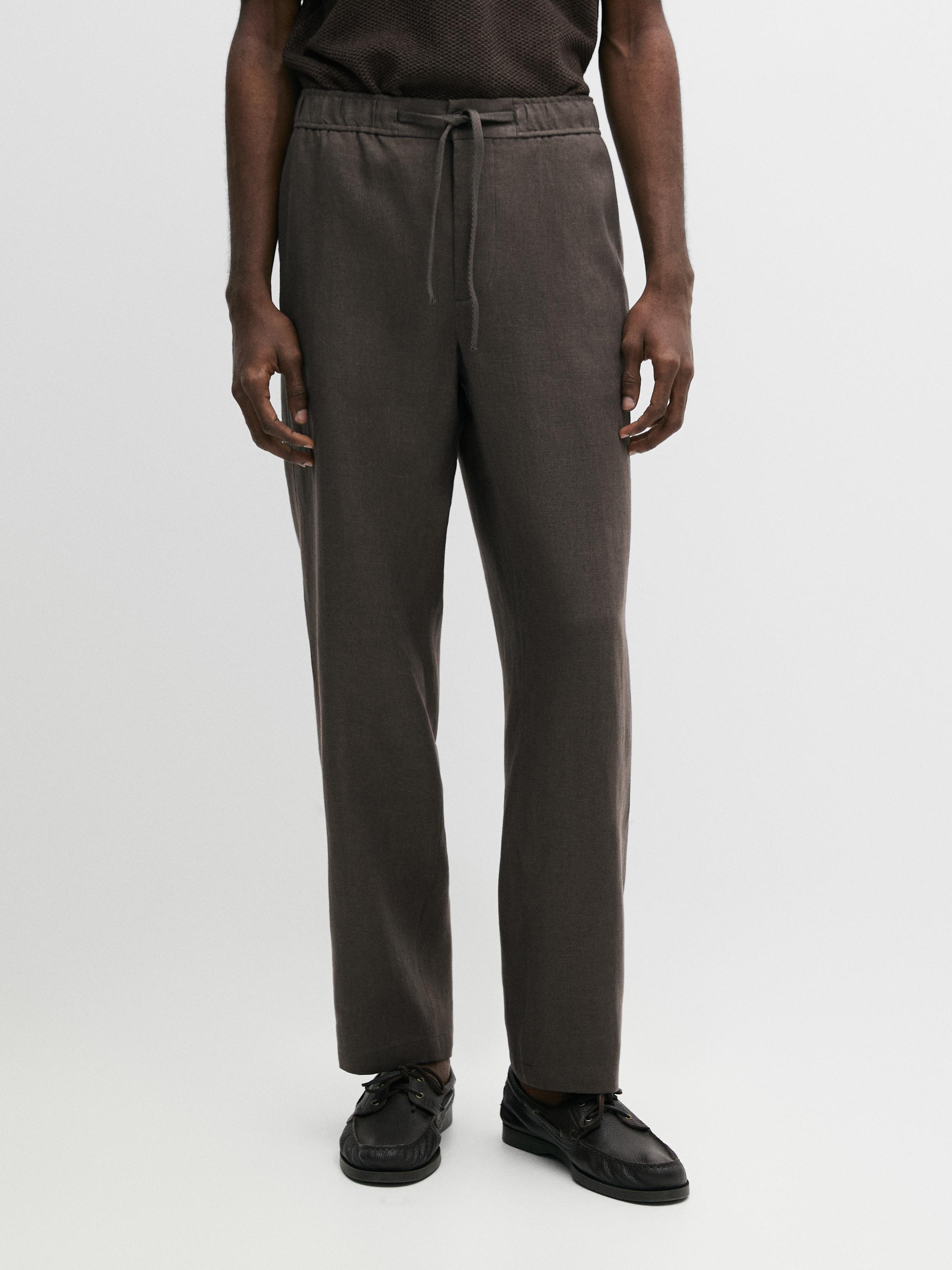 Linen jogger fit pants — Dark salmon