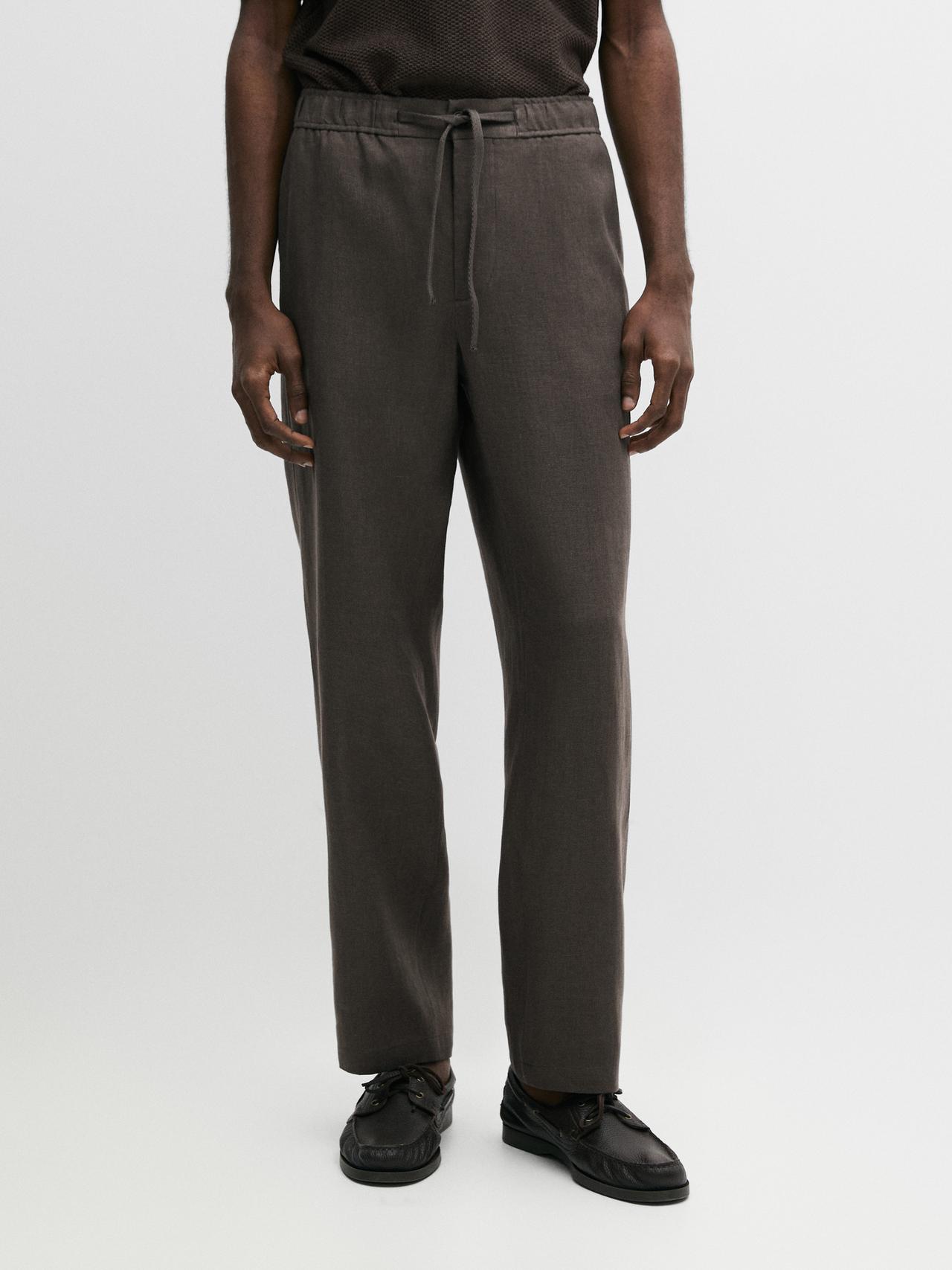 Linen jogger fit pants — Dark salmon