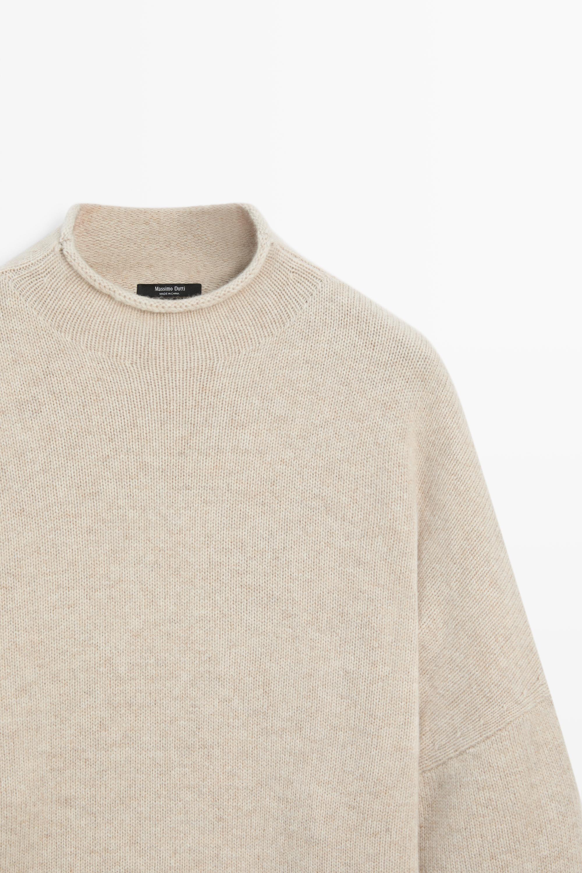 100% wool oversize knit sweater - Stone | ZARA Canada