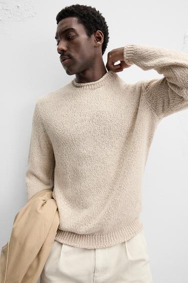 RUSTIC TEXTURED KNIT SWEATER - Ecru by Zara - Image 4