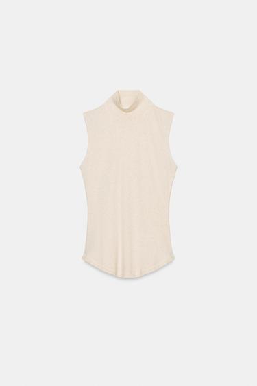 HIGH NECK T-SHIRT - Ecru by Zara