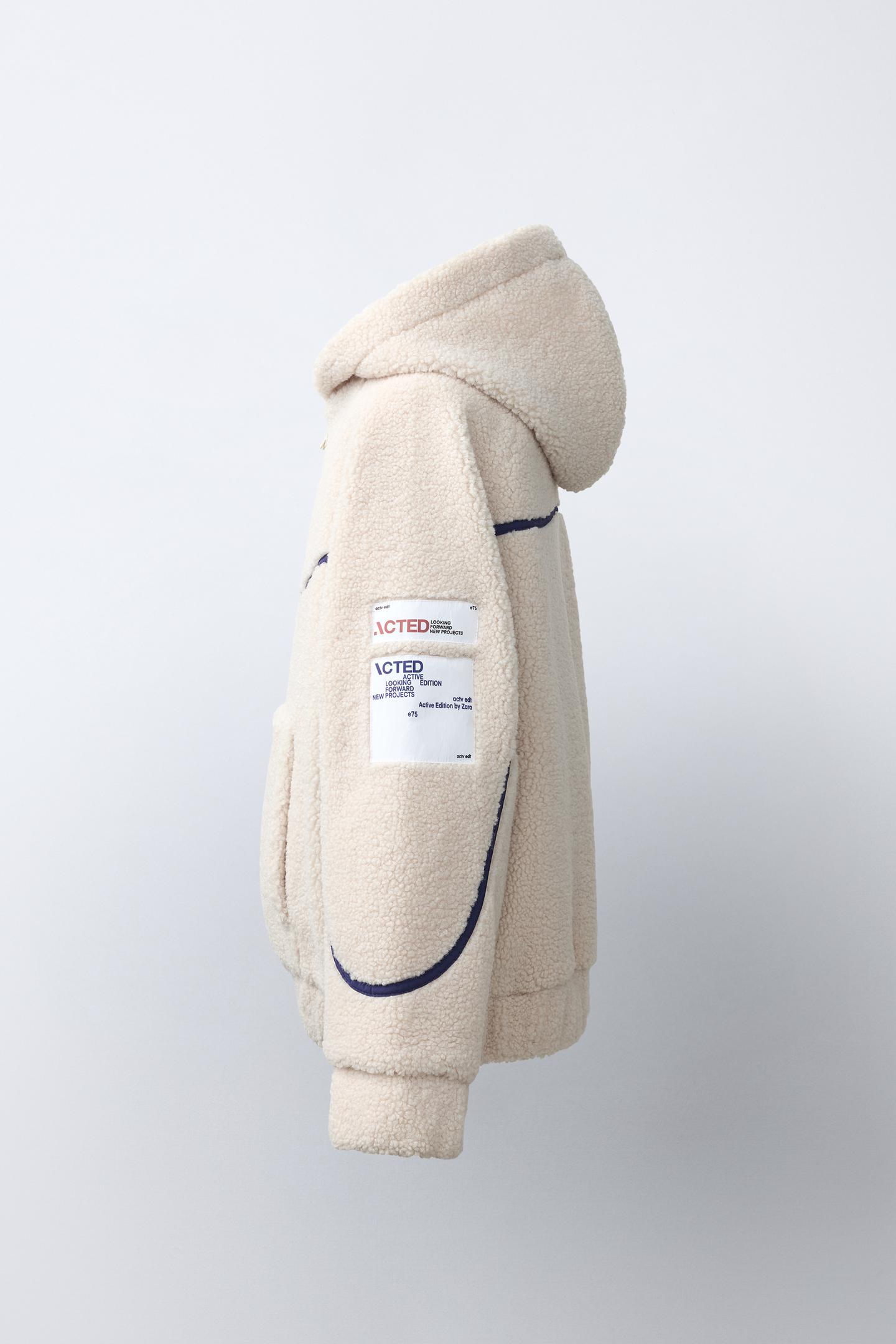 Детская куртка Zara Shearling with Hoodie, цвет: Экрю — фото 4