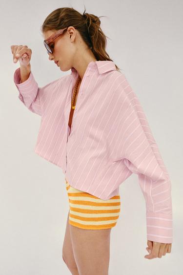 CHEMISE À RAYURES SANS MANCHES LARGES - Rose / Blanc de Zara - Image 5
