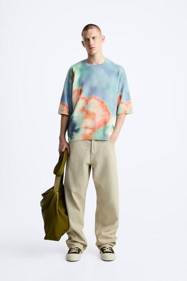 T-SHIRT EN MAILLE À IMPRIMÉ TIE & DYE - Multicolore de Zara